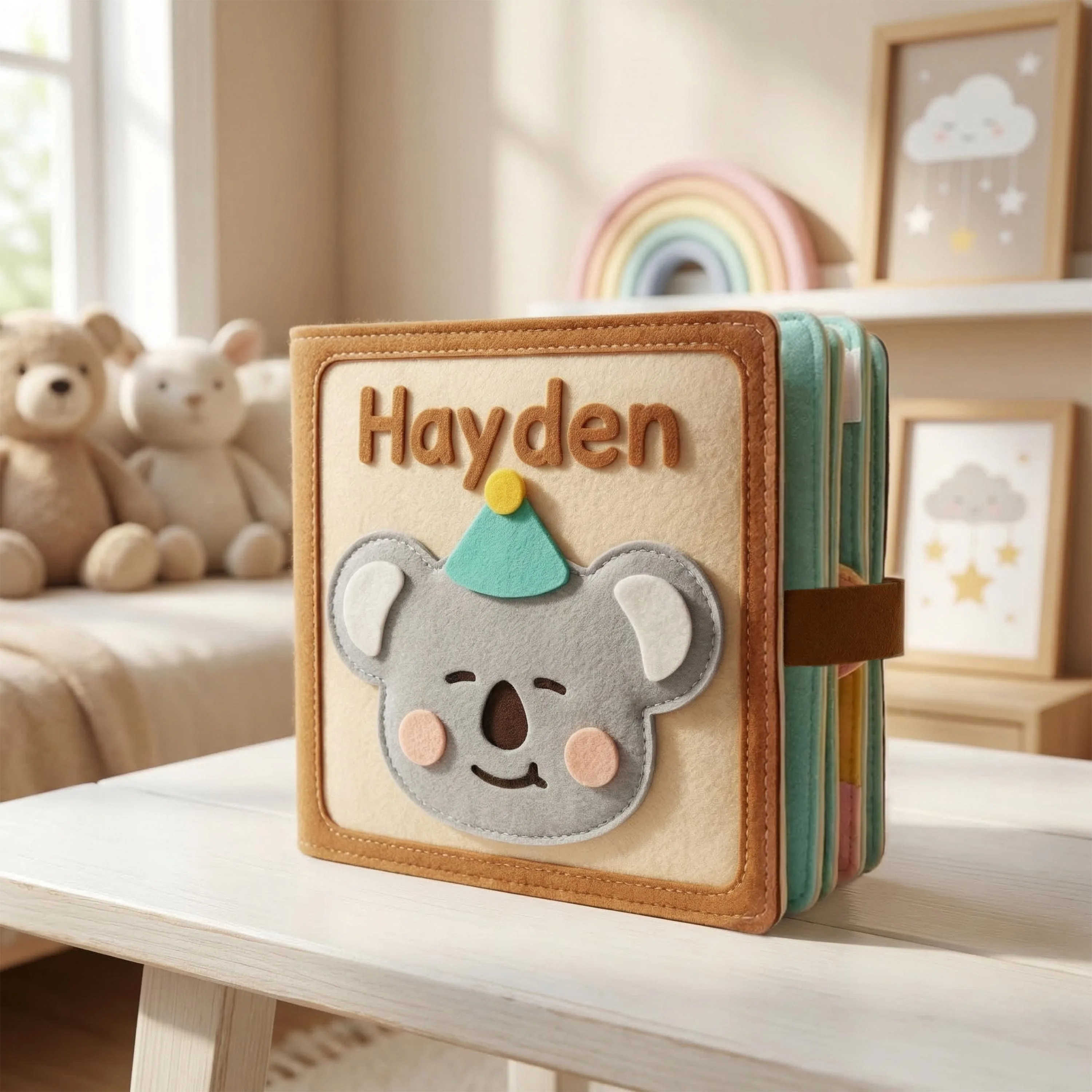 Personalized Felt Quiet Book with Koala Cover