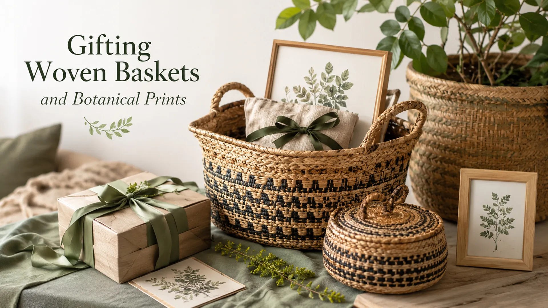 Gifting Woven Baskets and Botanical Prints