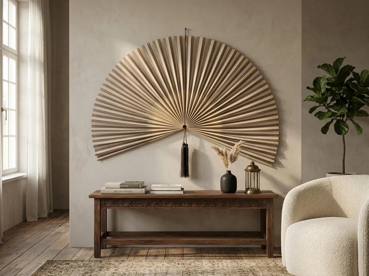 Natural Bamboo Wall Fan Boho Decor