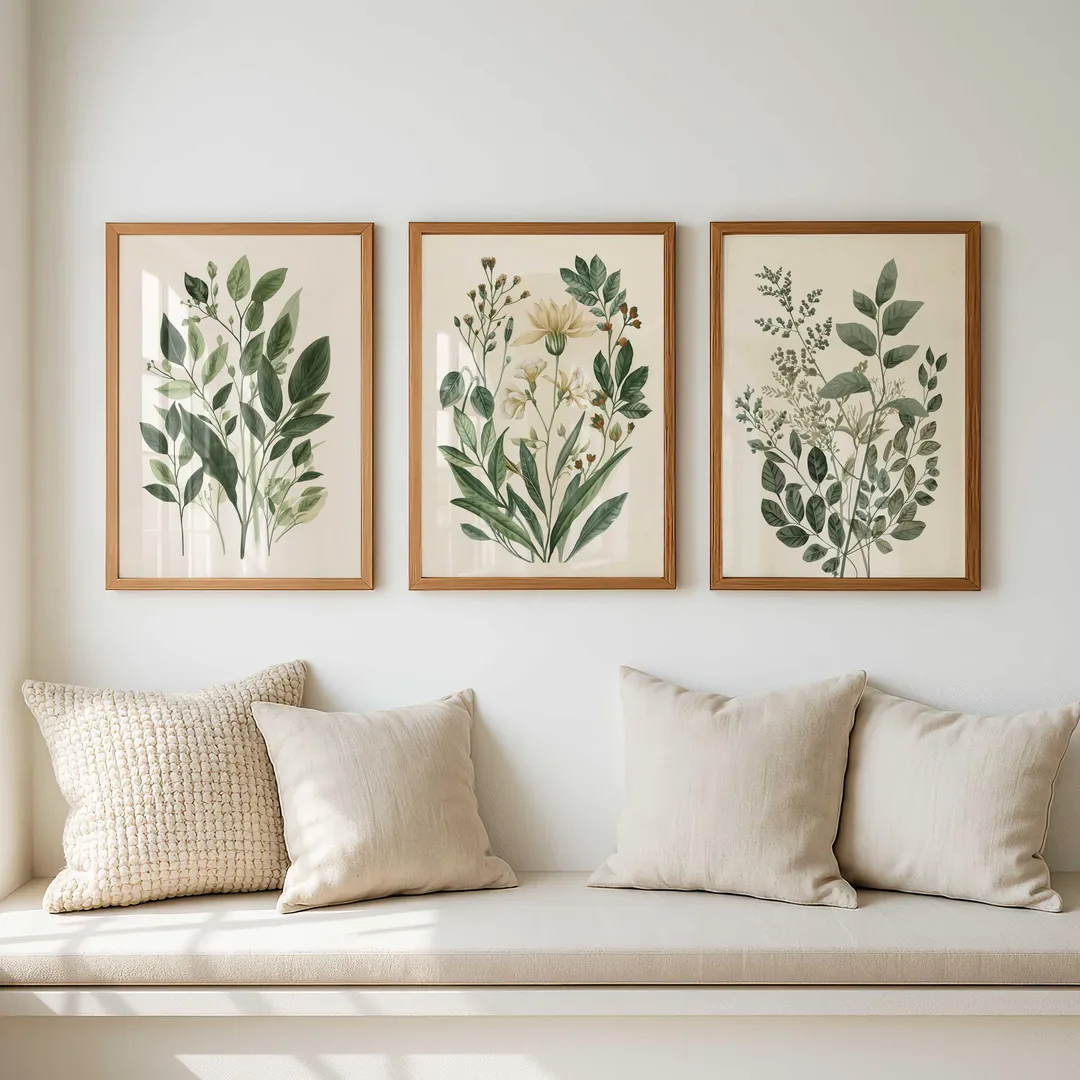 Sage Green Botanical Wall Art Set of 3