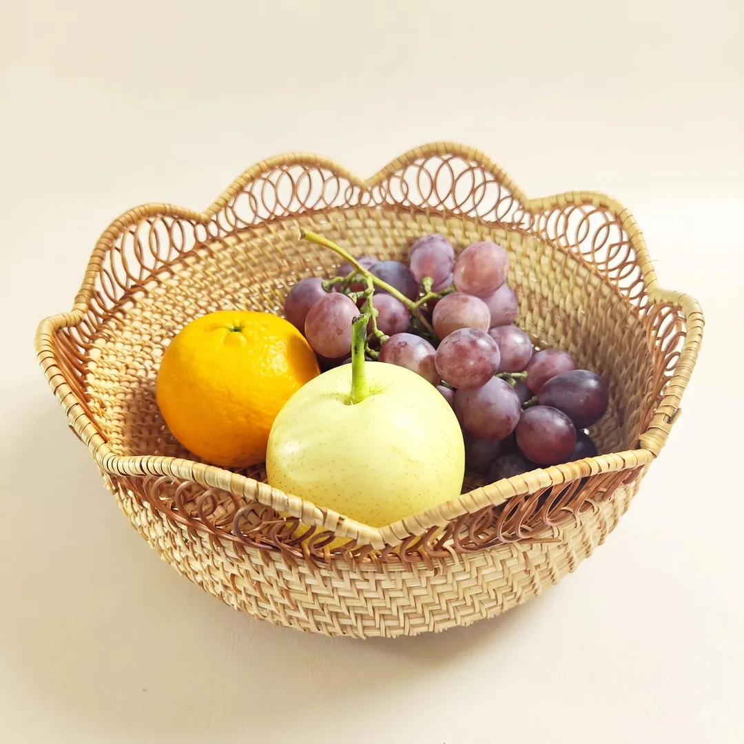 Handwoven Rattan Fruit Basket Set of 3