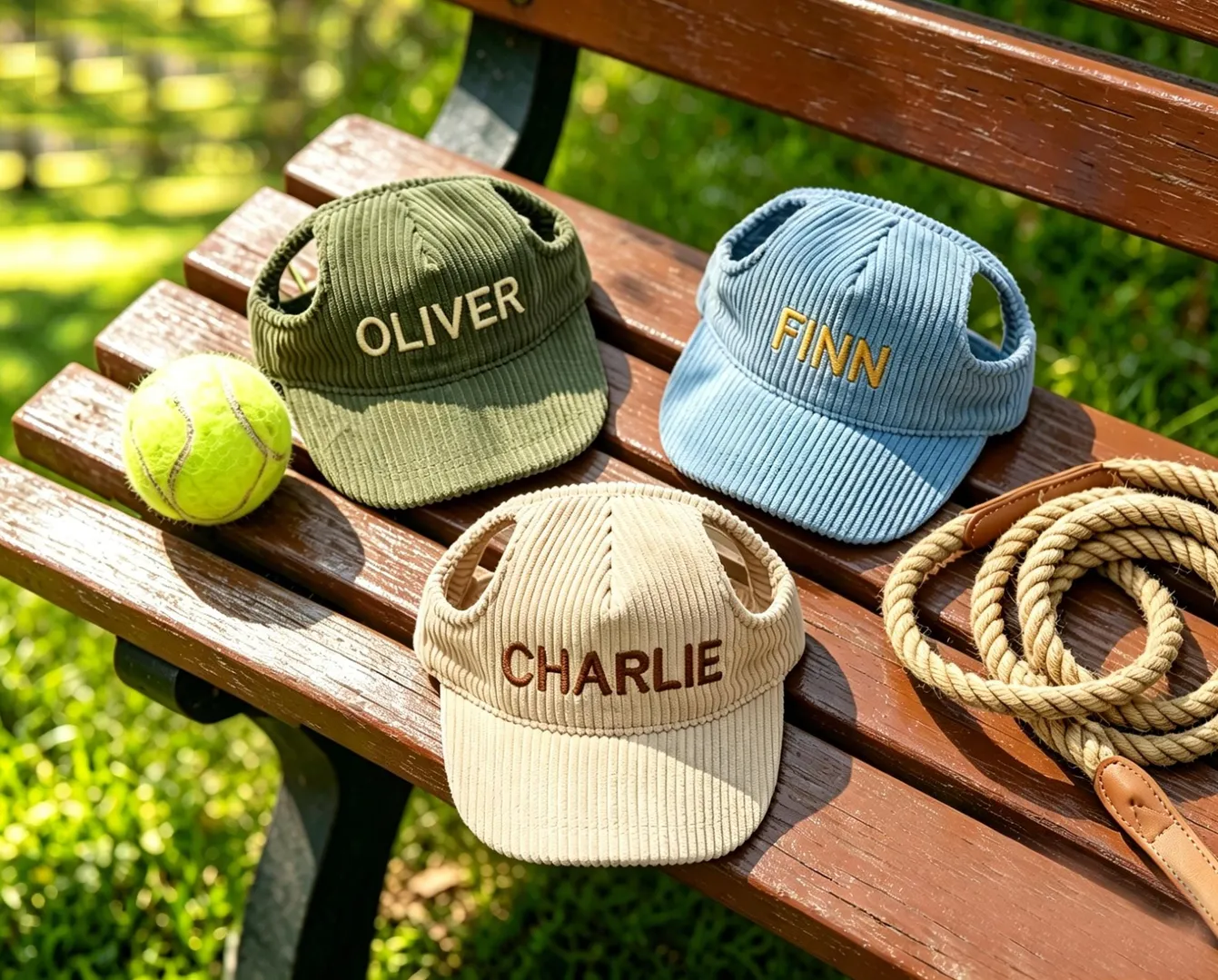 Embroidered Corduroy Dog Hat
