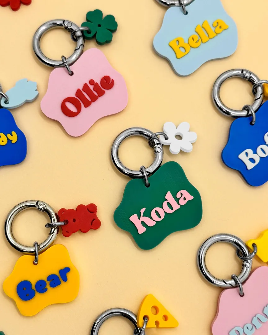 Custom Wavy Pet ID Tag & Charm