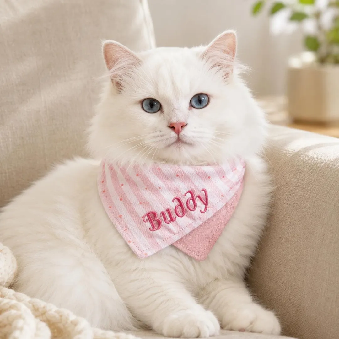 Personalized Pastel Embroidered Pet Bandana