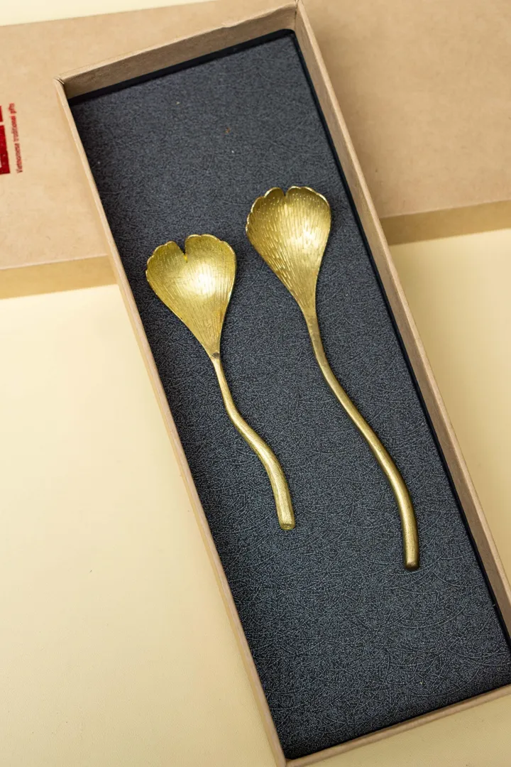 Handmade Brass Ginkgo Leaf Spoon