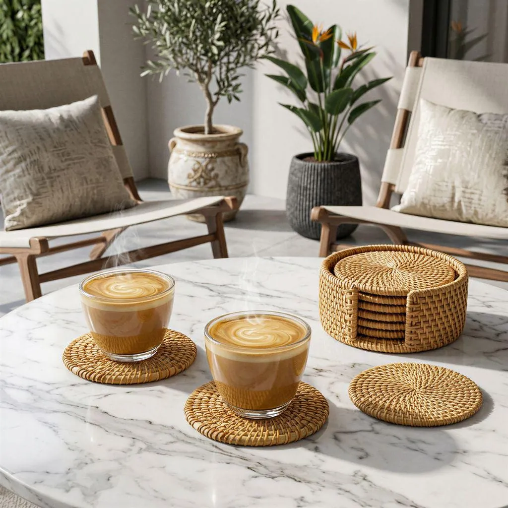 Natural Rattan Coasters Set of 6