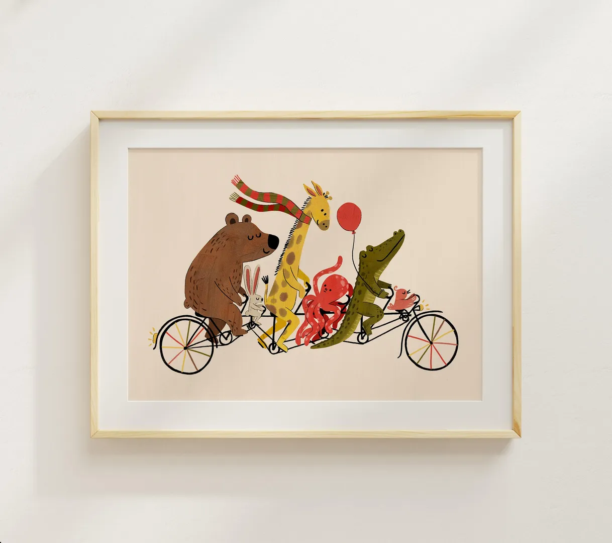Animal Bike Parade Nursery Wall Print