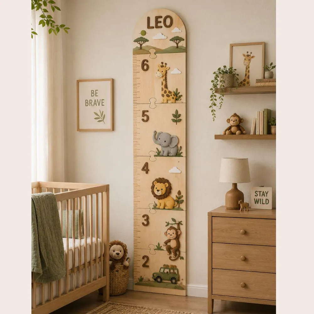 Personalized Safari Wooden Growth Chart