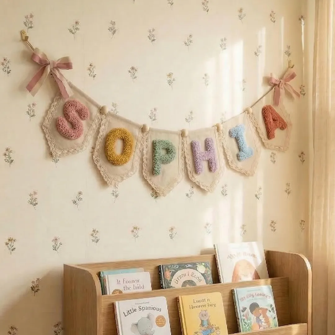 Custom Baby Name Linen Banner