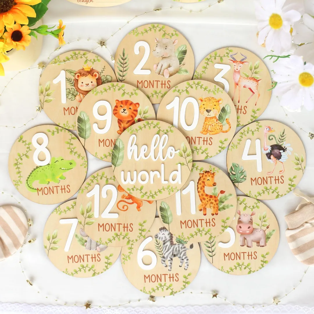 Safari Animals Baby Milestone Cards