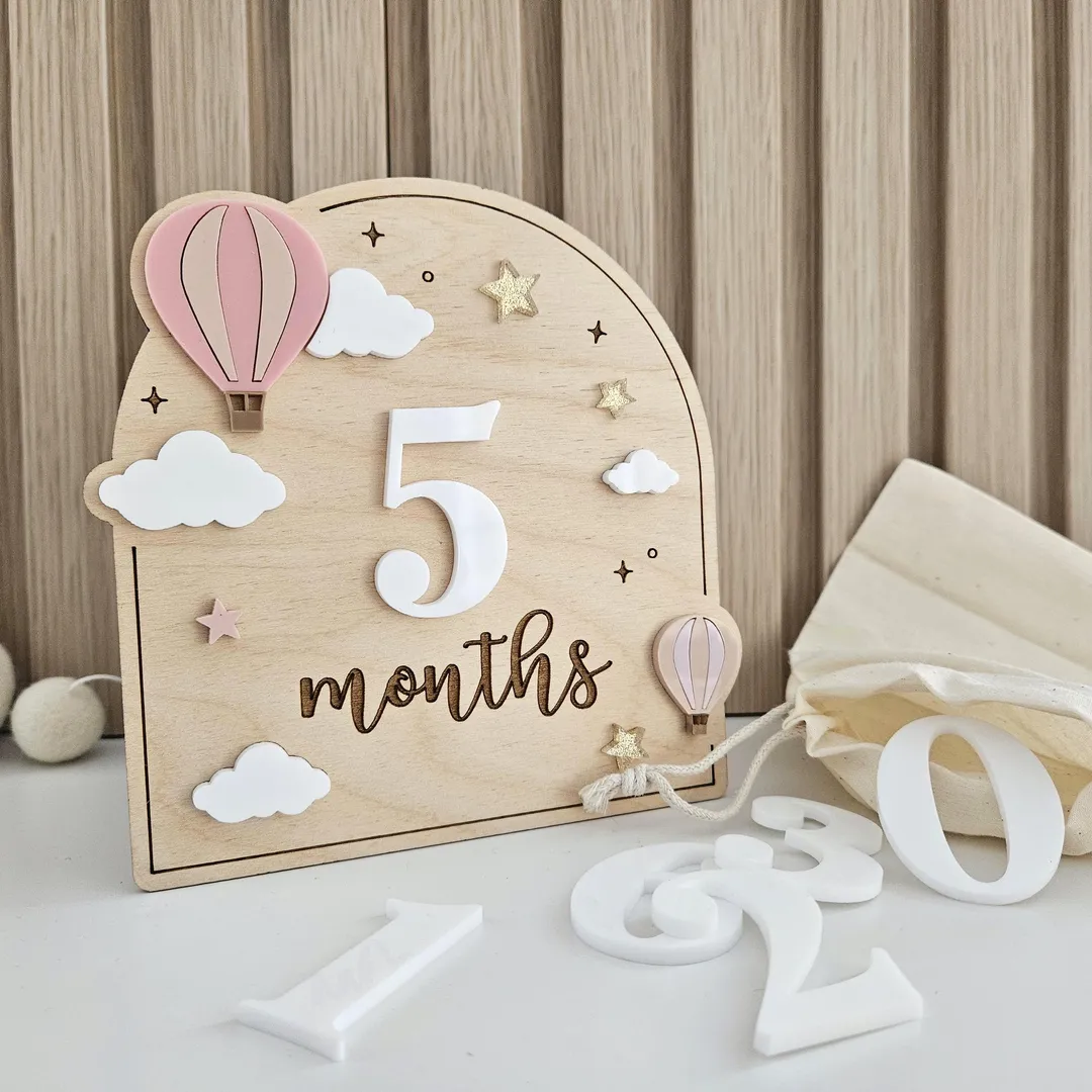 Hot Air Balloon Monthly Milestone Set