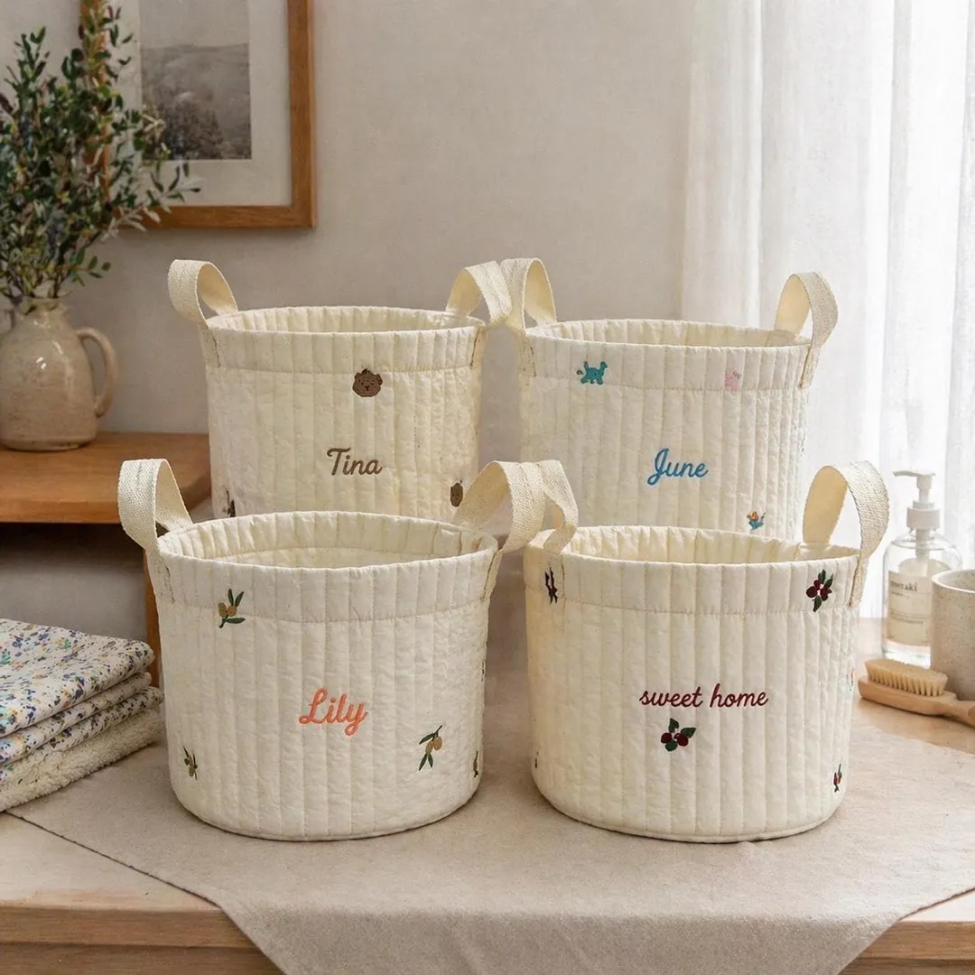 Personalized Quilted Toy Storage Basket