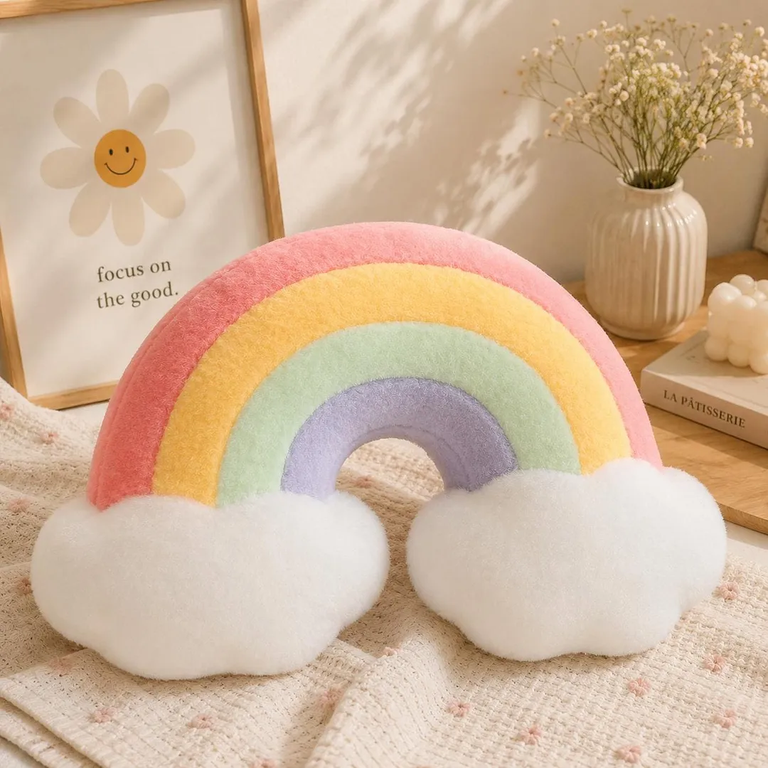 Pastel Rainbow Cloud Plush Pillow